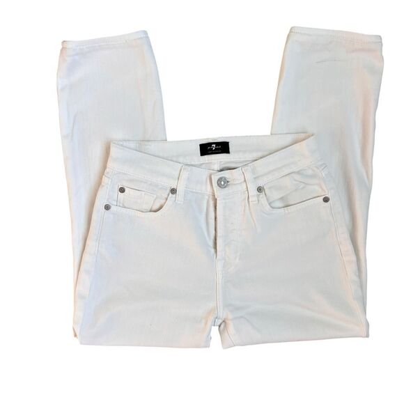 7 For All Mankind Josefina White High-Rise Slim Jeans Size 24 - Picture 5 of 8